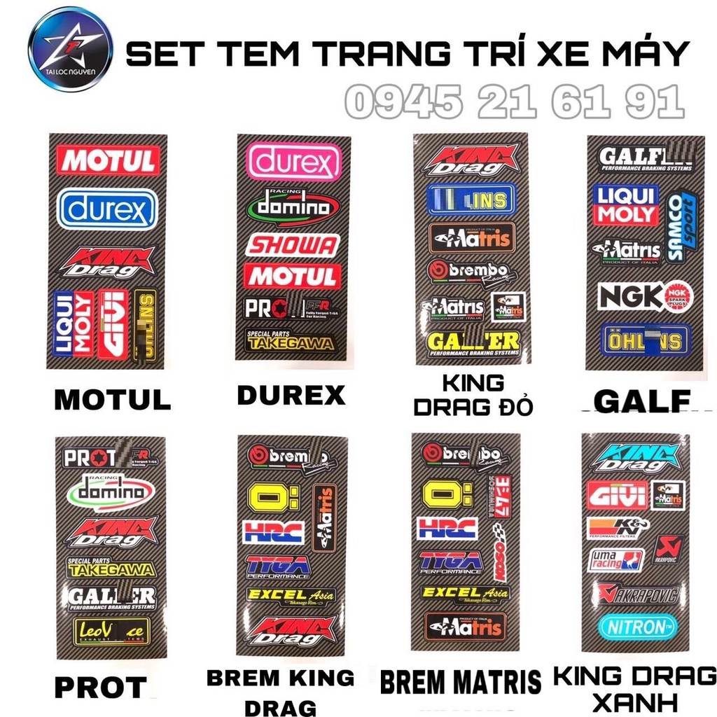 SET TEM KIỂU LOGO TRANG TRÍ XE MÁY