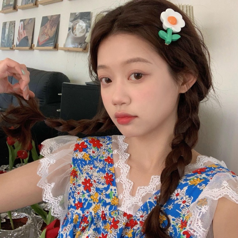 Kẹp Tóc Ba Chiều Bằng Acrylic Hình Hoa Màu Kẹo Ngọt Siêu Dễ Thương