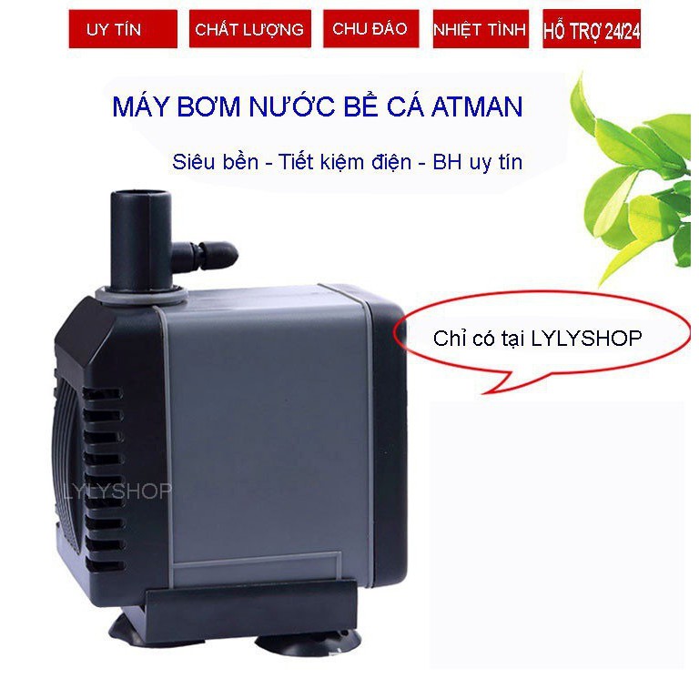 Máy bơm nước bể cá, hồ cá, đài phun nước ATMAN AT-306S tiết kiệm điện ( Đen)