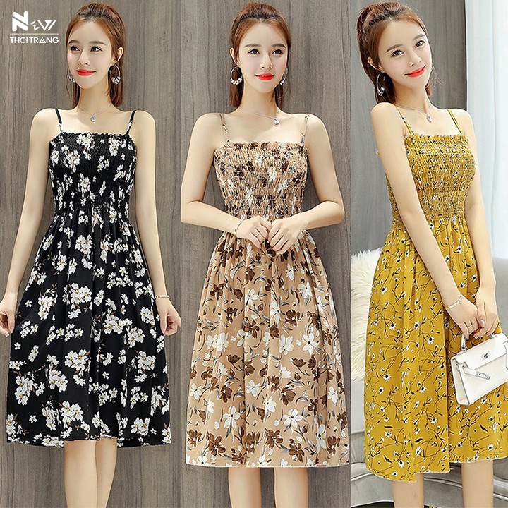 Đầm 2 Dây Xếp Ly - New Thoi Trang