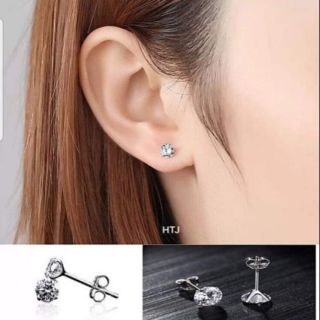 Khuyên Tai Bông Tai Bạc Nụ Đá Trắng Emmy_Jewelry.