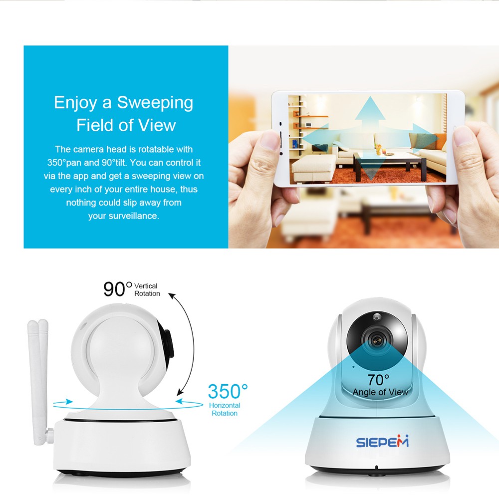 Camera Siepem S6219Y 1.0MP Dùng App P2Pcamplus Xoay Theo Sự Chuyển Động | BigBuy360 - bigbuy360.vn