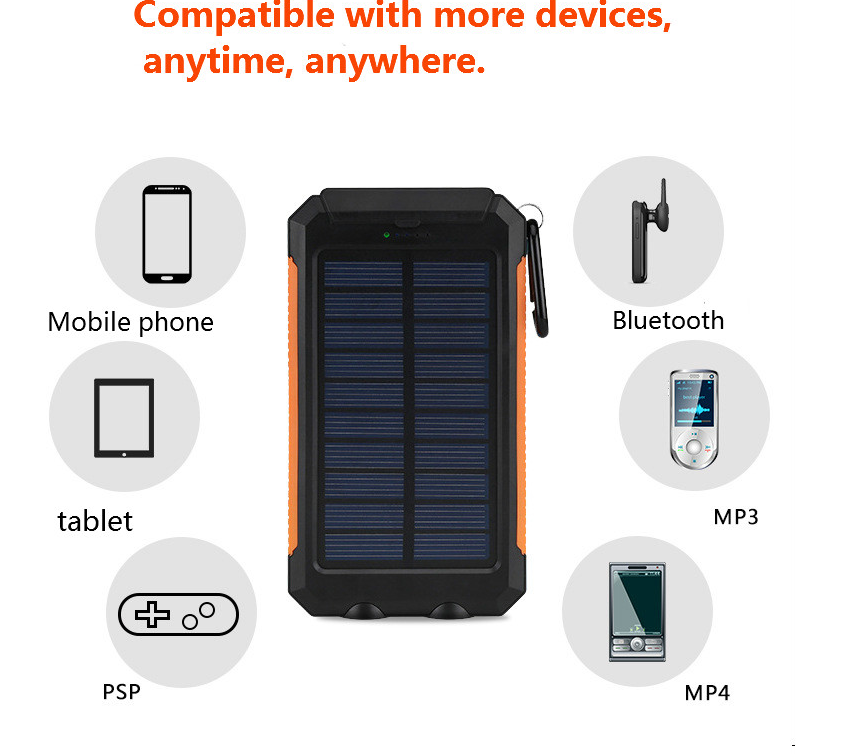 sạc dự phòng Power Bank 50000mAh Solar Charging Waterproof Belt Compass and Flashlight