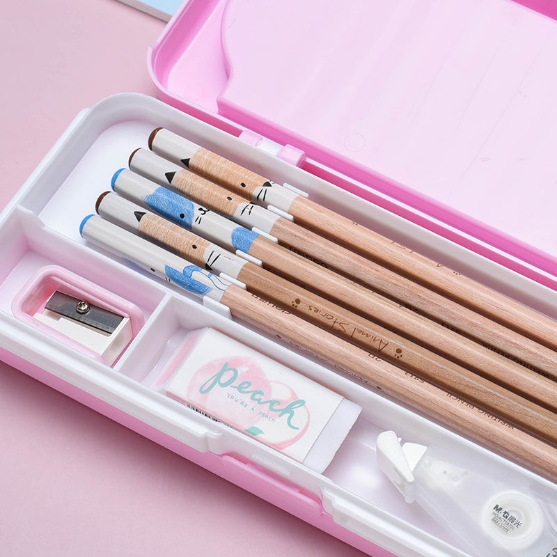 Hộp Đựng Bút Ba Tầng Bằng Nhựa Có Cát Chảy Sáng Tạo Dành Cho Học Sinh Mẫu Giáo