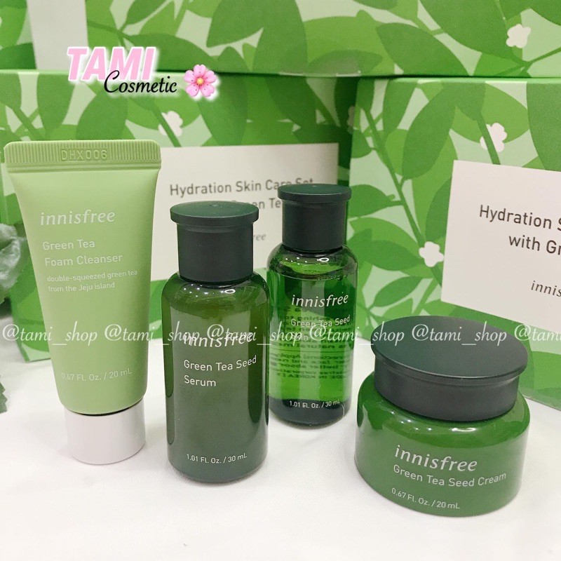 [ Date T8/2022] Set Trà Xanh Innisfree Hydration Skincare Set With Green Tea Limited