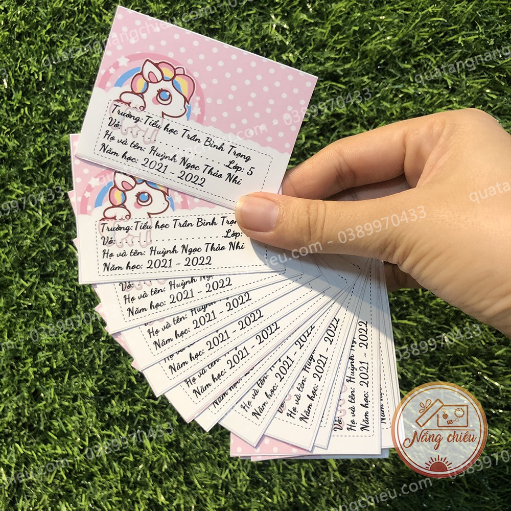 Nhãn vở in hình Ngựa Pony dễ thương dành cho bé gái - Nhãn dán thiết kế và in thông tin bé theo yêu cầu