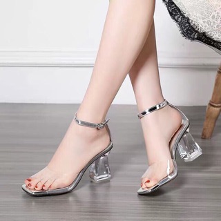 Sandal gót trong suốt 7p