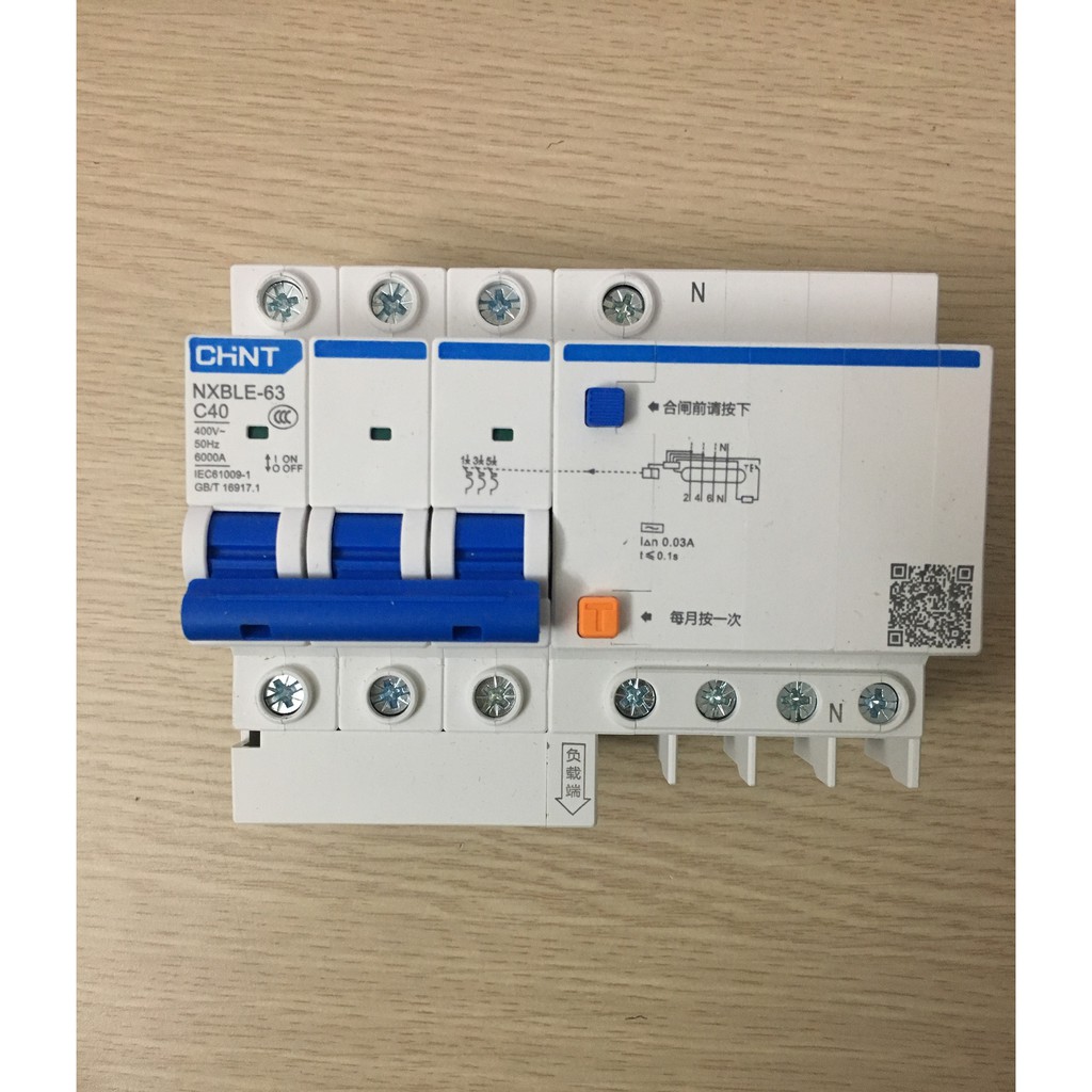 Attomat RCBO chint 3PN  40A NXBLE-63