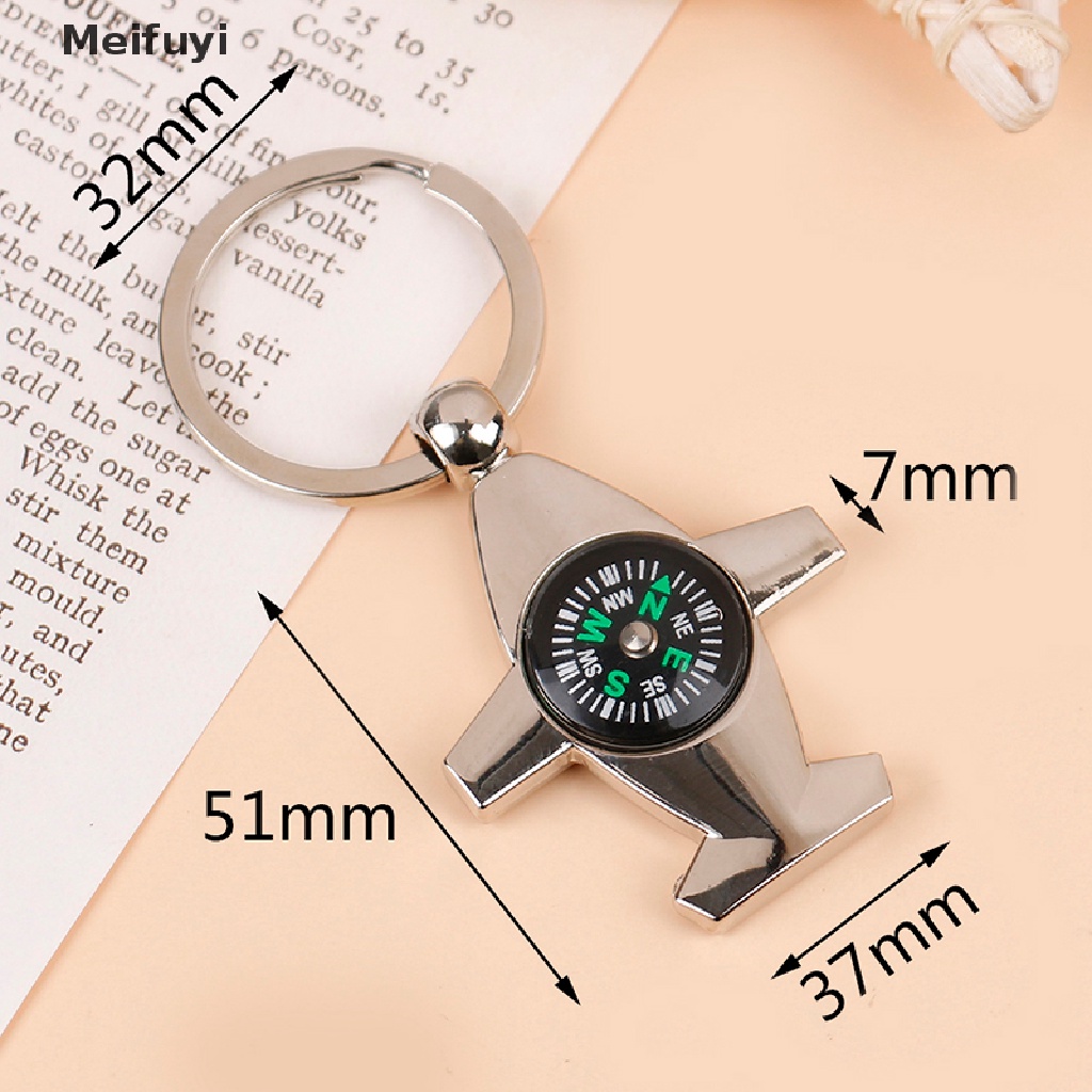 [Meifuyi] Outdoor Compass Aircraft Keychain Car Bag KeyRing Couples Keychain Lover Gift COD