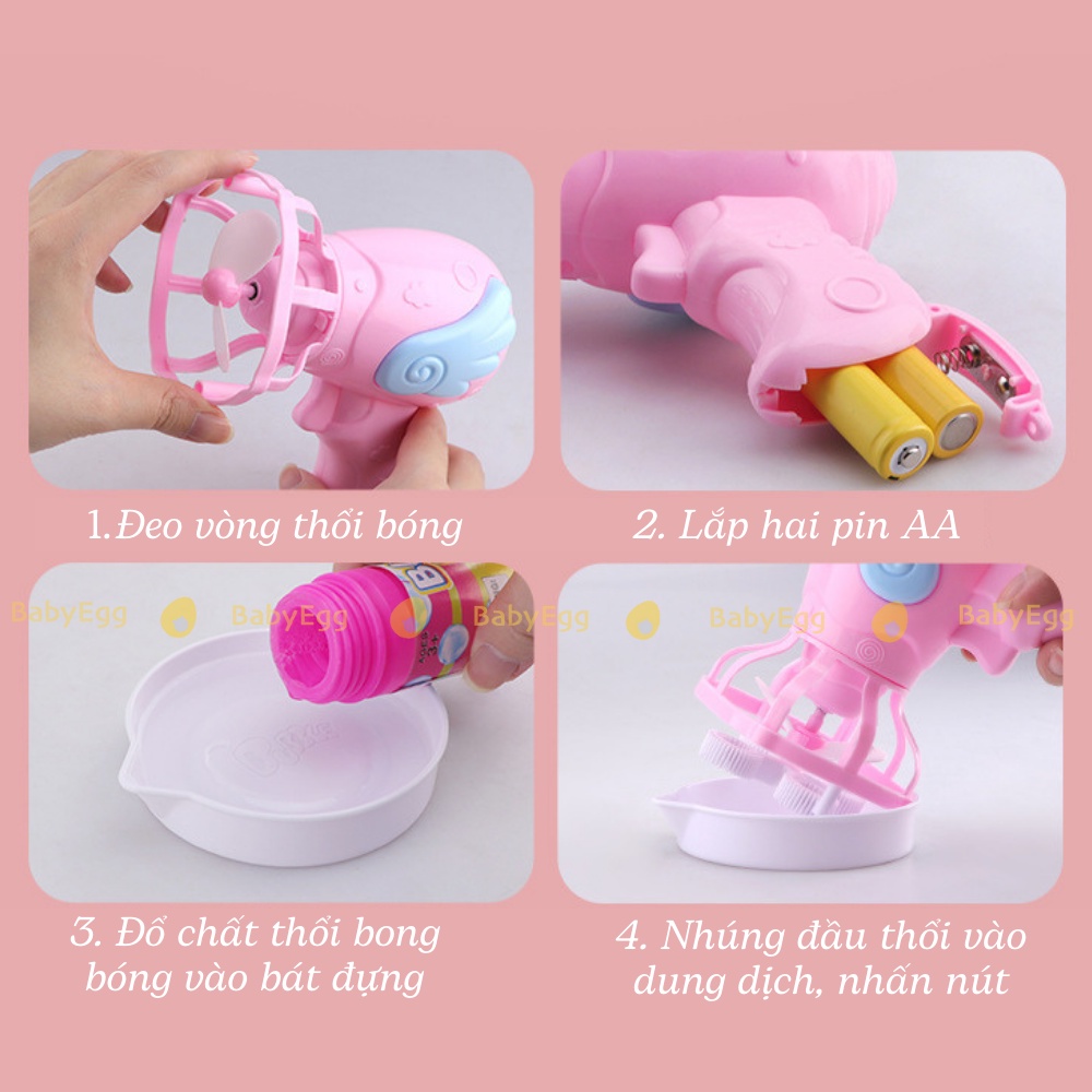 Súng phun bắn bong bóng xà phòng bóng to tự động Đồ chơi cho trẻ em bé trai bé gái 2 3 4 5 6 7 8 9 tuổi Babyegg