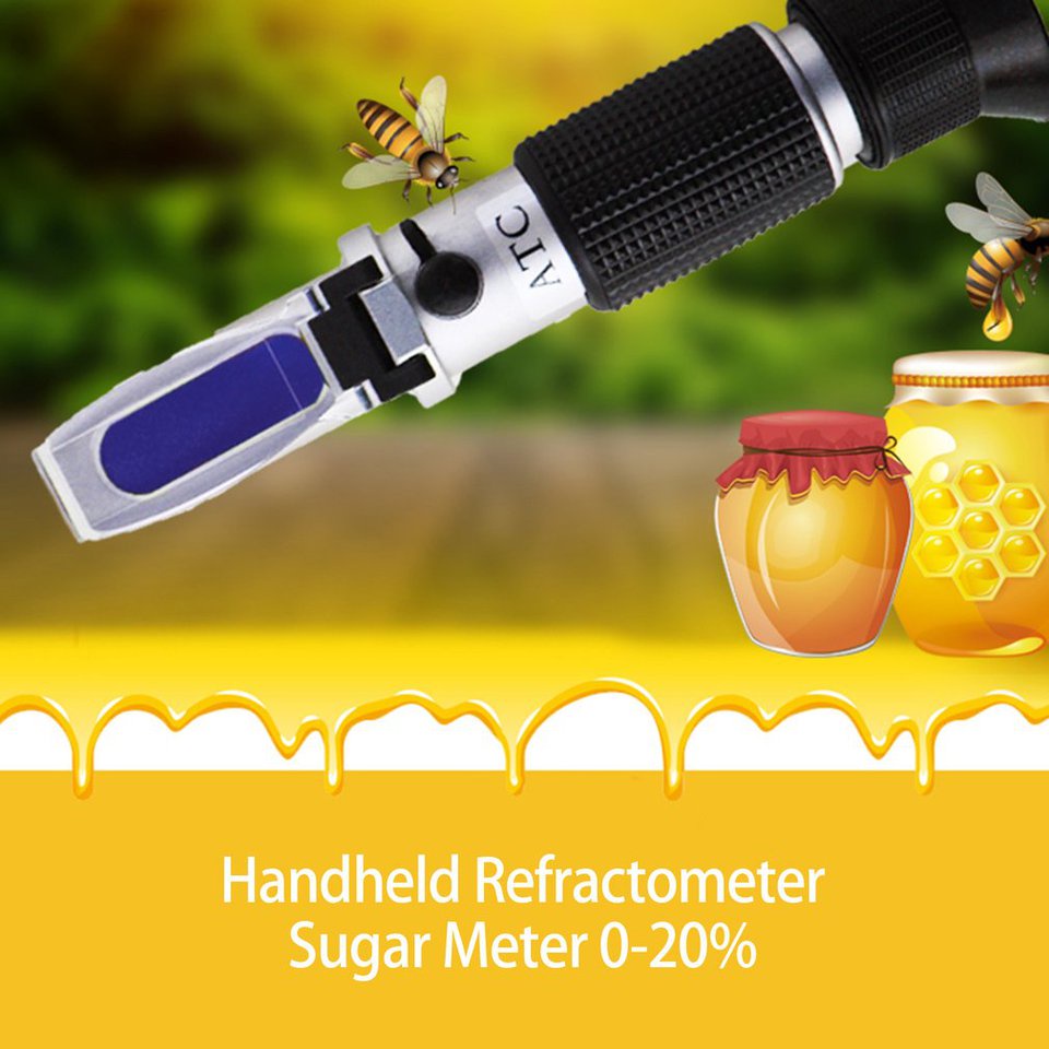 0-20% Trái cây cầm tay Khúc xạ kế đường Brix Độ ngọt Máy đo đường Saccharimeter