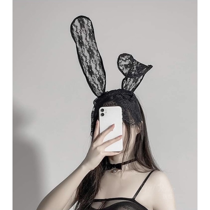 Cài tai thỏ kèm mặt nạ ren - Phụ kiện cosplay độc lạ, quyến rũ bí ẩn