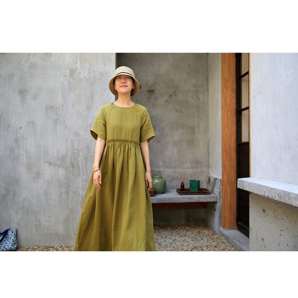 Váy đầm nữ Linen thiết kế dáng xòe Gemmi fashion, DK8386