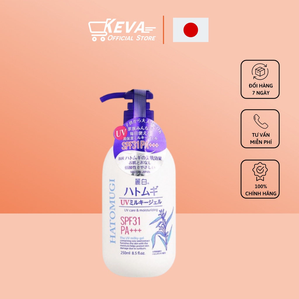 Sữa dưỡng thể Hatomugi SPF31 PA+++ 250ml dưỡng thể chống nắng trắng da - Keva Cosmetic