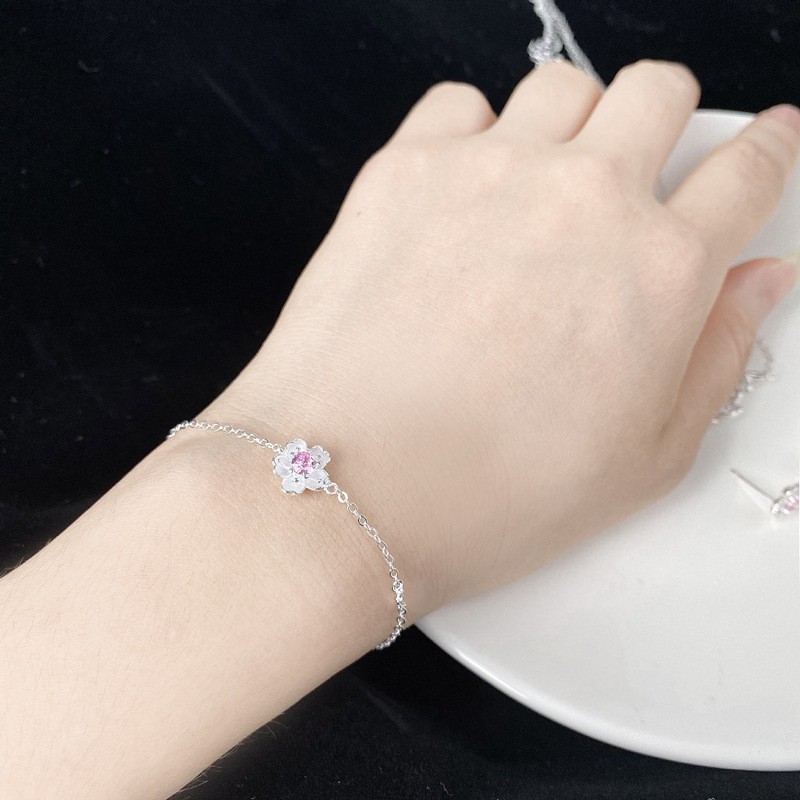 Lắc tay hoa anh đào nhỏ xinh, bạc S925 - LT103