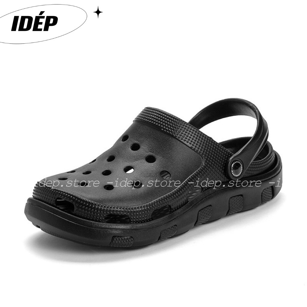 Dép sục CROSS cá sấu duet bít mũi Nam Nữ 𝐢𝐃é𝐩 𝐒𝐋𝟎𝟏𝟑 siêu nhẹ đi mưa đi biển (TẶNG 6 sticker) - Màu Đen xám