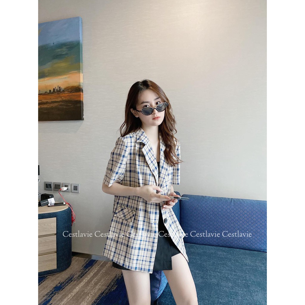 Áo Vest kẻ chất thô đũi hàn quốc chất siêu mátt | BigBuy360 - bigbuy360.vn