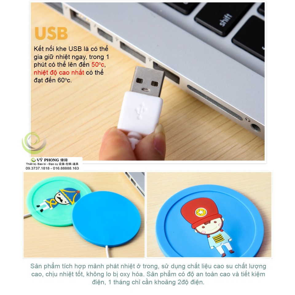 ĐẾ LÓT LY GIỮ NHIỆT CỔNG USB HGD-01,2,3