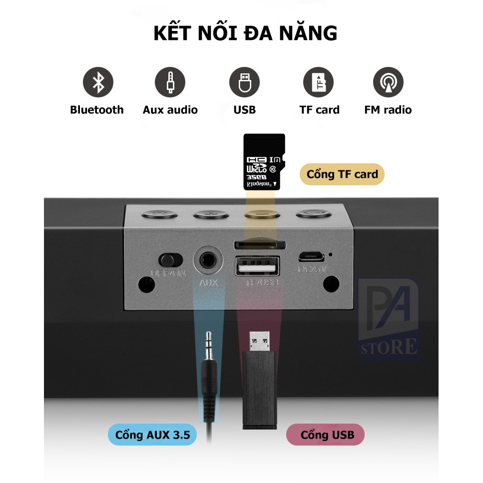 [Free Ship] Loa Thanh Đôi Soundbar 2.2 Bluetooth E91 10W, Pin dung lượng lớn, âm thanh sống động, Hổ trợ thẻ nhớ,USB