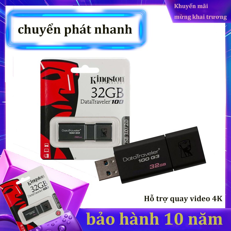 USB Kingston 3.1 DT100G3 32GB /16GB nắp trượt tốc độ upto 100MB/s - Chính Hãng