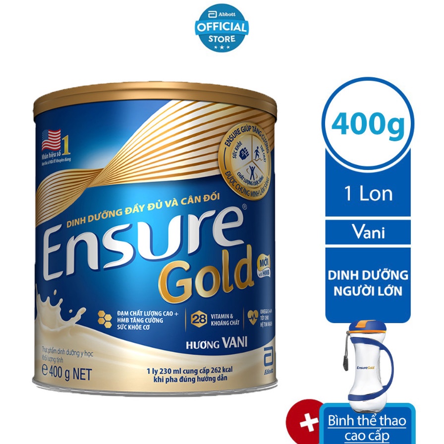 [Tặng bình thể thao cao cấp] Ensure Gold Vani 400G/lon