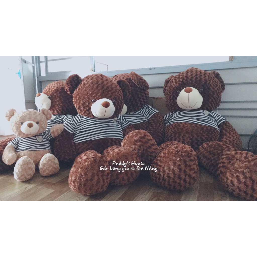 Gấu bông teddy lông xoắn cao cấp khổ vải 1m7 màu socola VNXK