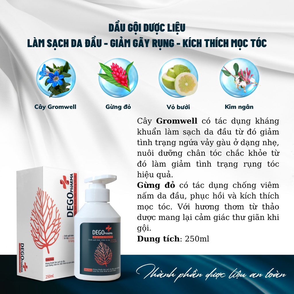 Combo Dầu Gội Xả Gừng Đỏ DEGO PHARMA 250ml Giảm Rụng Tóc & Giúp Tóc Suôn Mượt