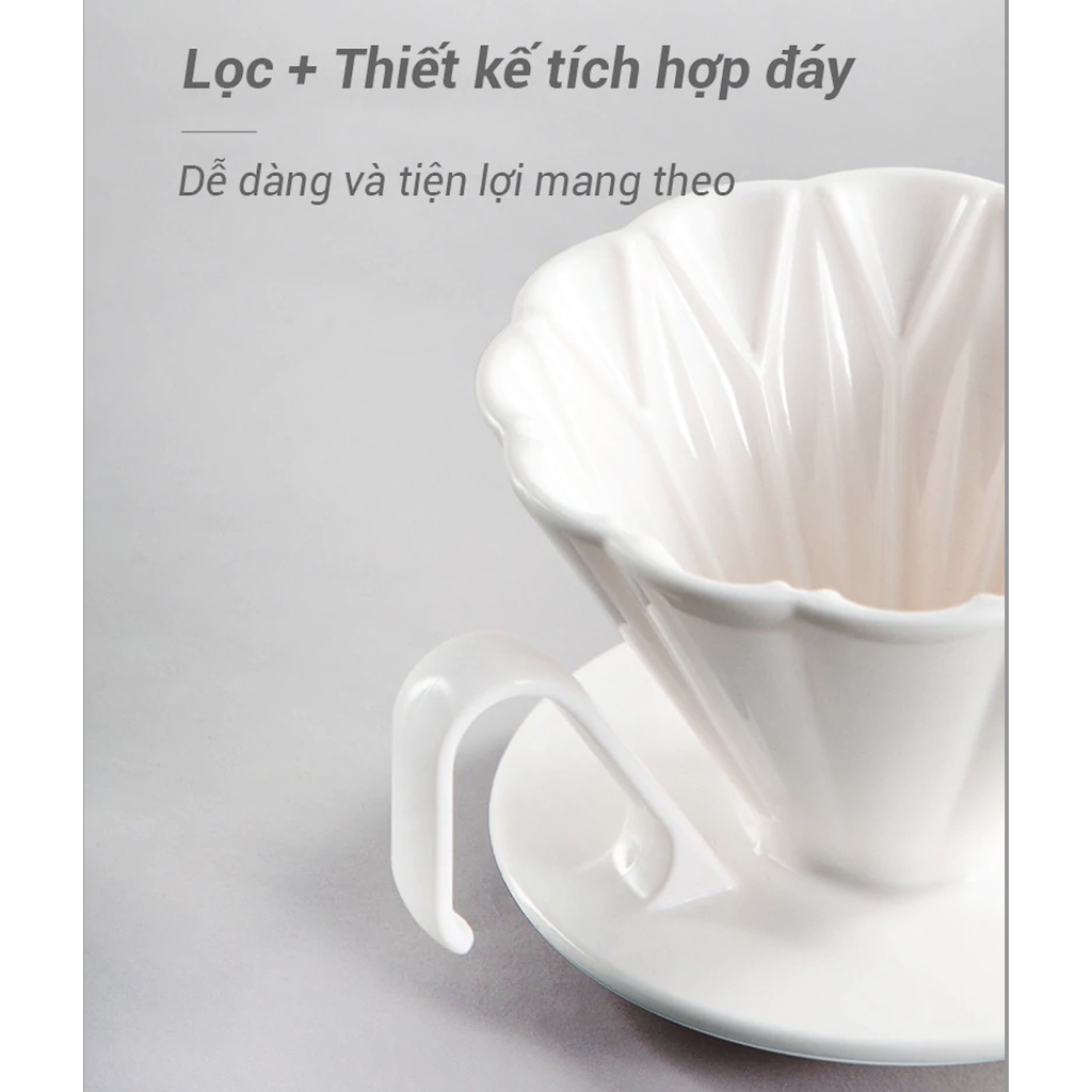 Phễu nhựa pha cà phê giấy lọc V60, phễu pha cafe Pour Over thương hiệu Hero