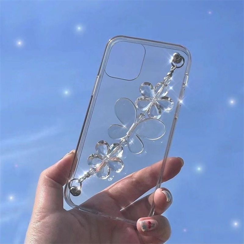 Ốp Điện Thoại Trong Suốt Kèm Dây Đeo Tay Hình Bướm Cho Samsung S21 S20 S10 S8 S9 Plus A12 A22 A32 4G Ultra S20 FE Note 8