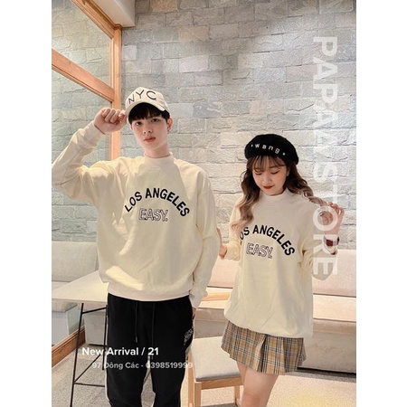 Áo nỉ cổ 3p lót lông nam nữ phong cách Hàn Quốc chữ ngực LOS ANGELES 252 PAPAA SHOP | BigBuy360 - bigbuy360.vn