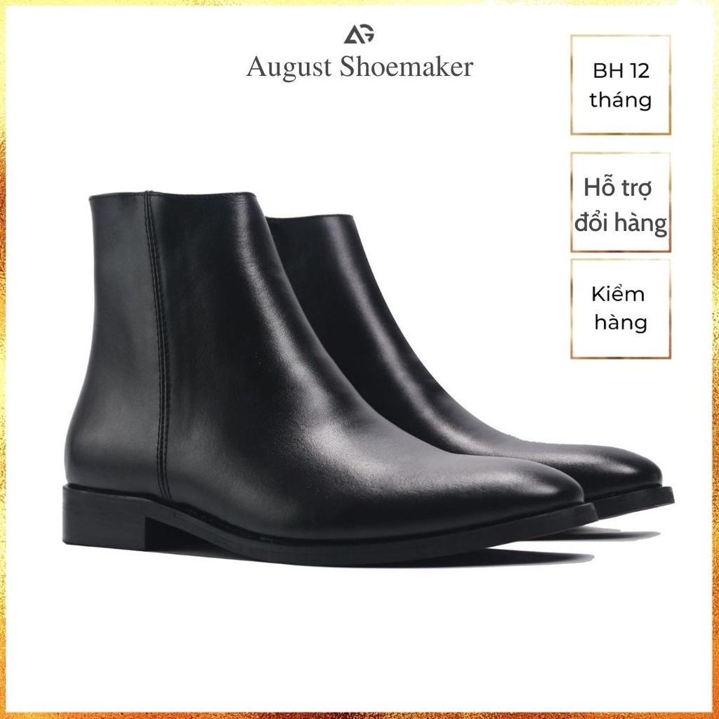 Giày boots nam cao cấp da bò nhập khẩu, Zip boots handmade August shoes AG1K chính hãng bảo hành 12 tháng | WebRaoVat - webraovat.net.vn