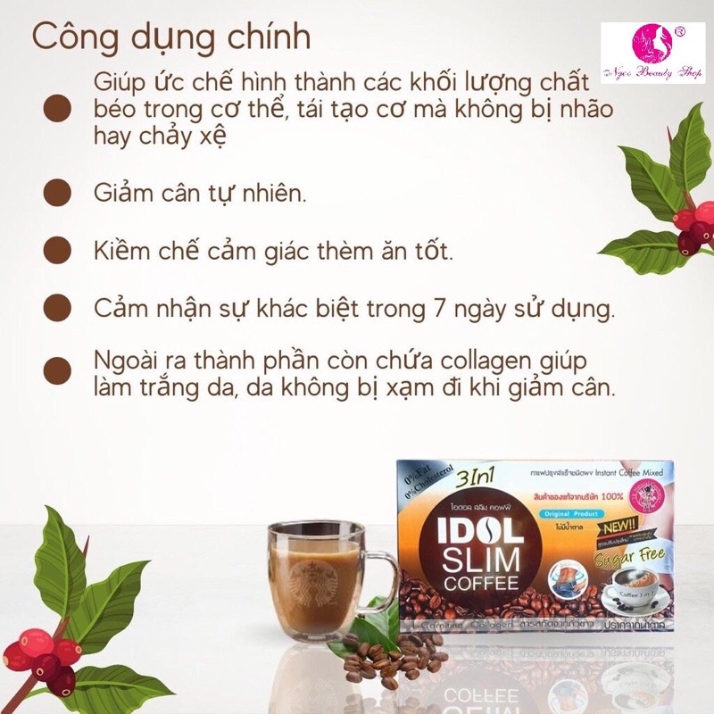 [CHÍNH HÃNG] 10 gói cà phê idol slim coffee giảm cân nhanh cấp tốc an toàn