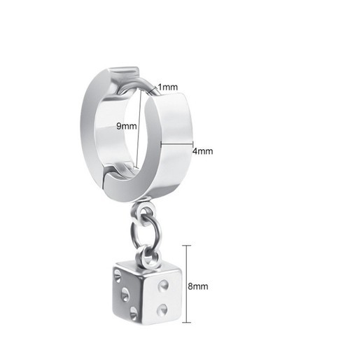 Bông Tai Nam Tòn Ten Cục Xúc Xắc Titan Ko Rỉ TT 2337