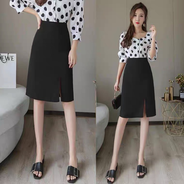 Chân Váy Chữ A Xẻ Trước Trẻ Trung, Chân Váy Công Sở Qua Gối, A xẻ 70