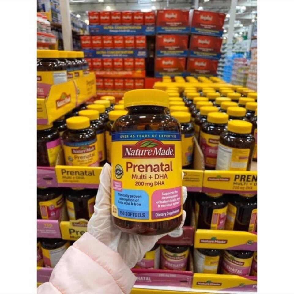 Vitamin tổng hợp cho bà bầu Mỹ Nature Made Prenatal Multi DHA 150 viên, Bổ bầu mỹ Prenatal [Chính hãng]