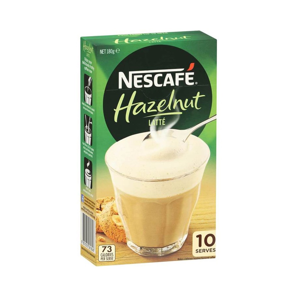 Cafe Sữa ÚC nổi bột kem NESCAFE Vị Hazelnut &amp; Latte 1 hôp x 10 gói