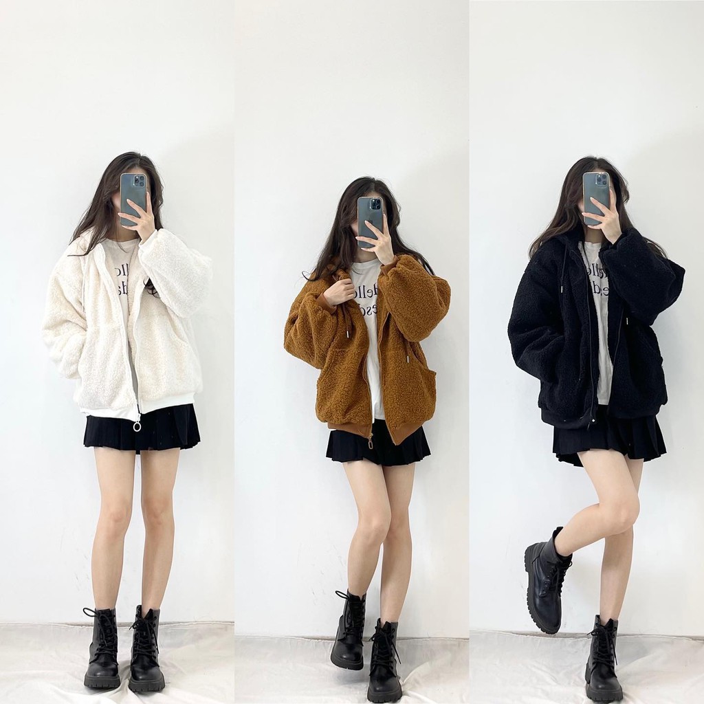 (FREESHIP) Áo khoác lông 3 màu hàng quảng châu Miho house