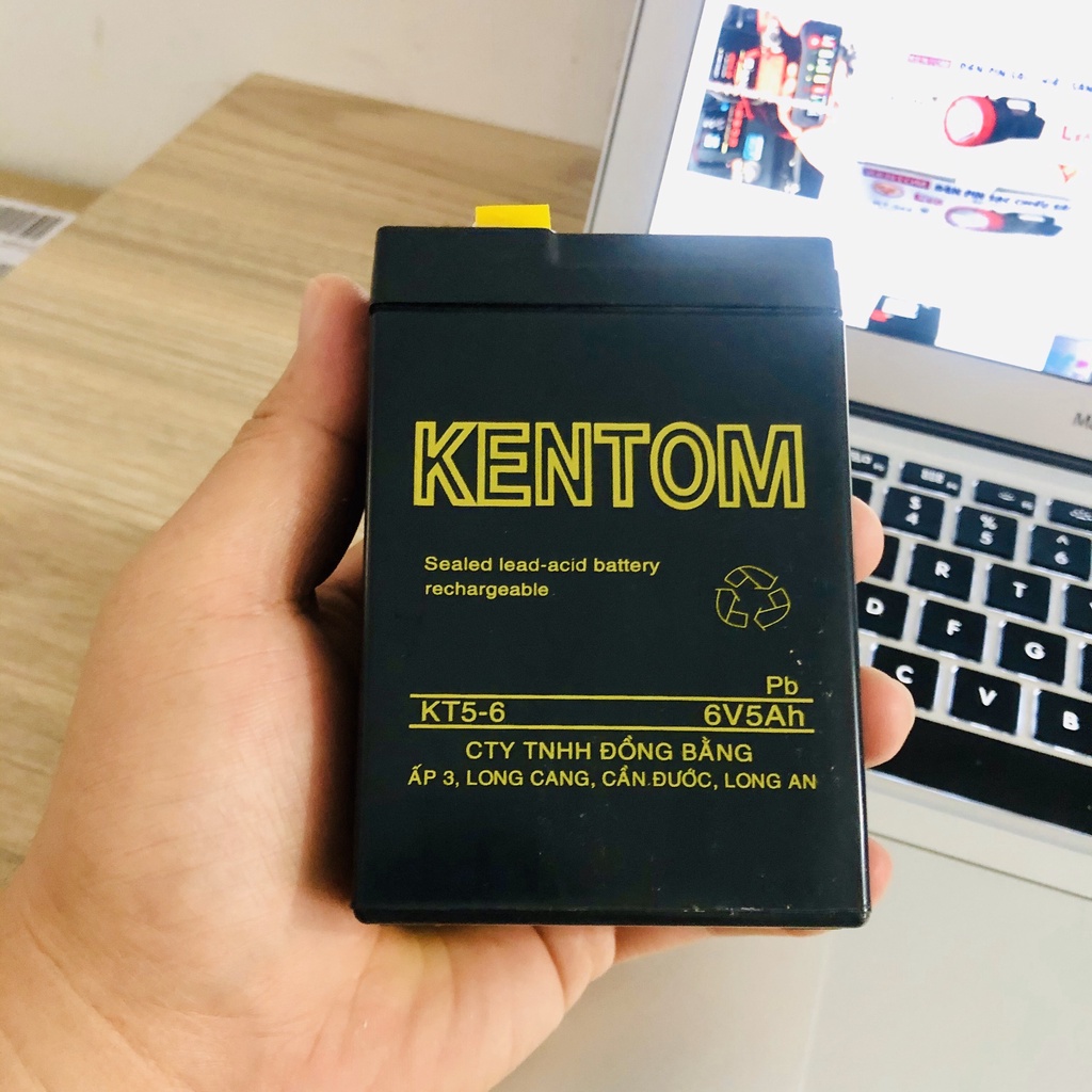 Bình ac quy 6v 5Ah Kentom - ắc quy 6v khô cho xe điện trẻ em ,đèn khẩn cấp,quạt sạc