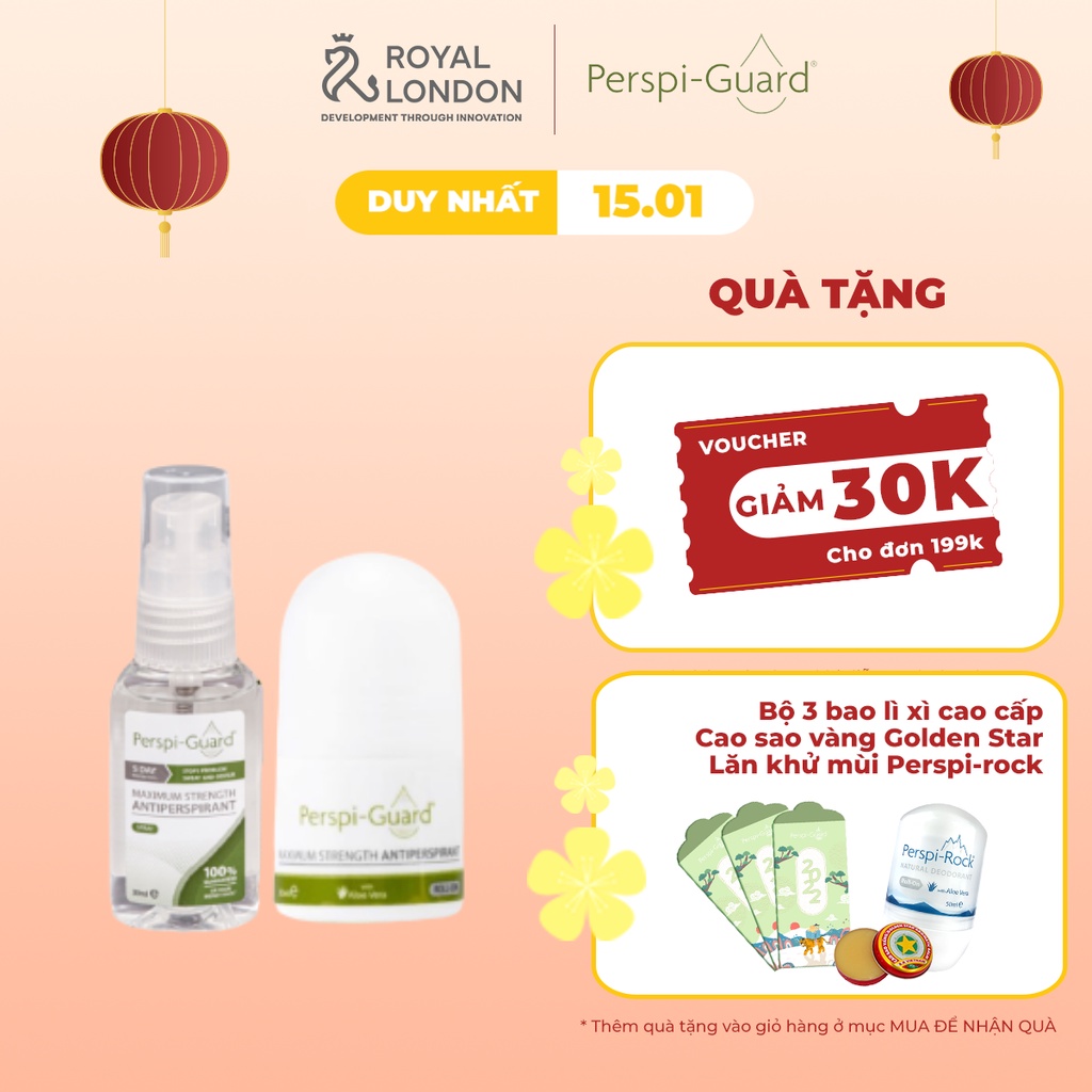 Combo ngăn mồ hôi Perspi-Guard lăn khử mùi 30ml + xịt khử mùi 30ml