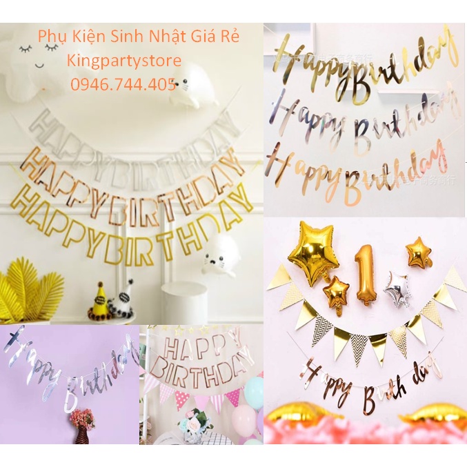 DÂY CHỮ HAPPY BIRTHDAY RỖNG, HAPPY BIRTHDAY ÉP KIM TRANG TRÍ SINH NHẬT PARTY