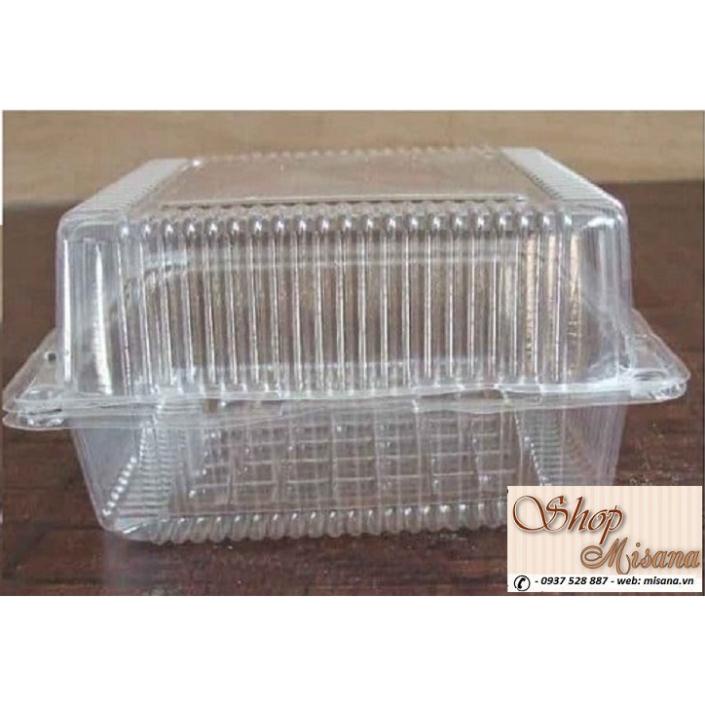 Set 100 hộp nhựa vuông đựng xôi, bánh, thực phẩm H52 cao 11x11x8cm