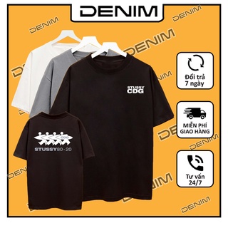Áo thun Trơn basic DENIM shop, Áo thun unisex nam nữ form rộng oversize STUSSY CDG chất liệu Cotton