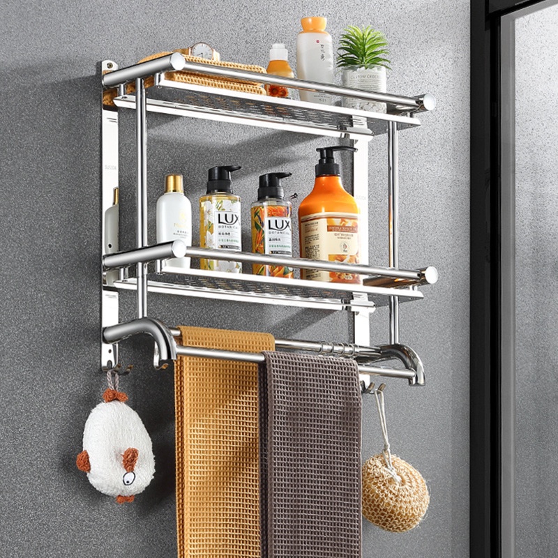 Giá Treo Khăn Nhà Tắm Inox 304 ,Kệ Treo Khăn Tắm 3 Tầng Lắp Đặt Dán Tường Tiện Lợi