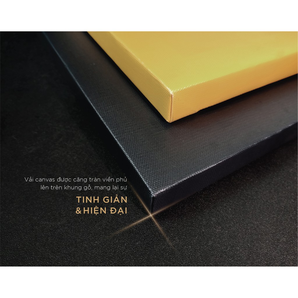 Bộ 2 tranh canvas hình khối  đen trắng hiện đại tặng đinh treo tranh khui