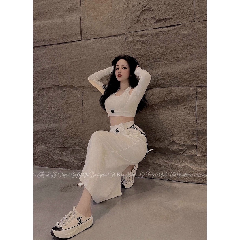 Áo thun croptop giả sét
