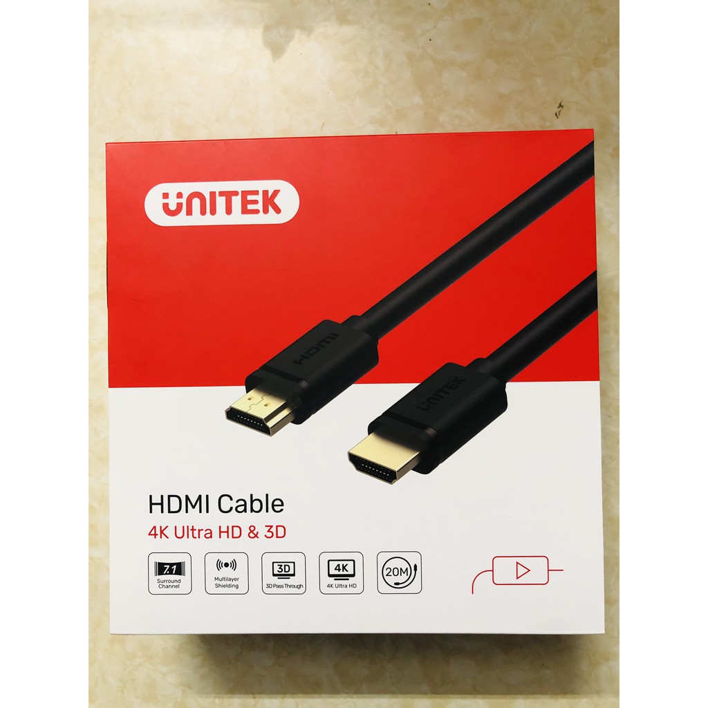 [SALE 10%] Cáp HDMI 4K V1.4 Unitek YC142 10m, YC143 15m, YC144 20m dây tròn