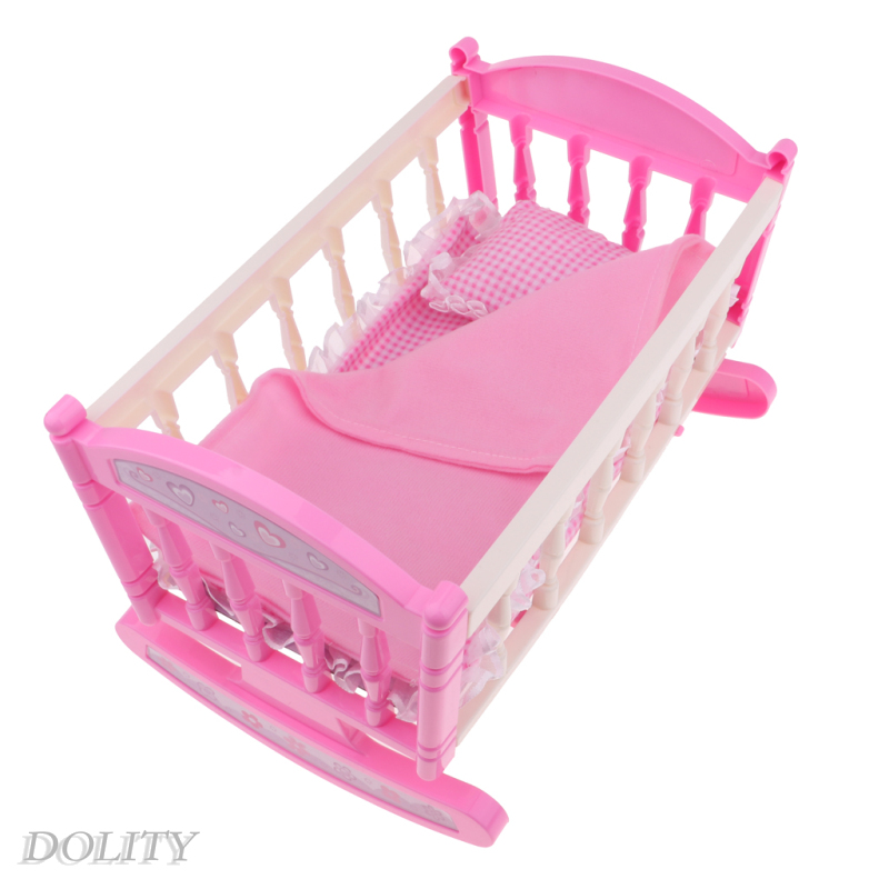 [DOLITY]Princess Cradle Bed Furniture for 9-11\" Reborn Girl Baby Doll Kids Play Toy