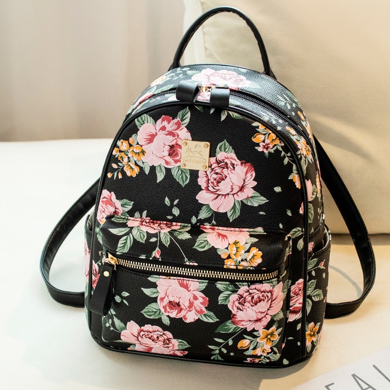 Balo CHUWANGLIN bằng da in hoa lớn thời trang