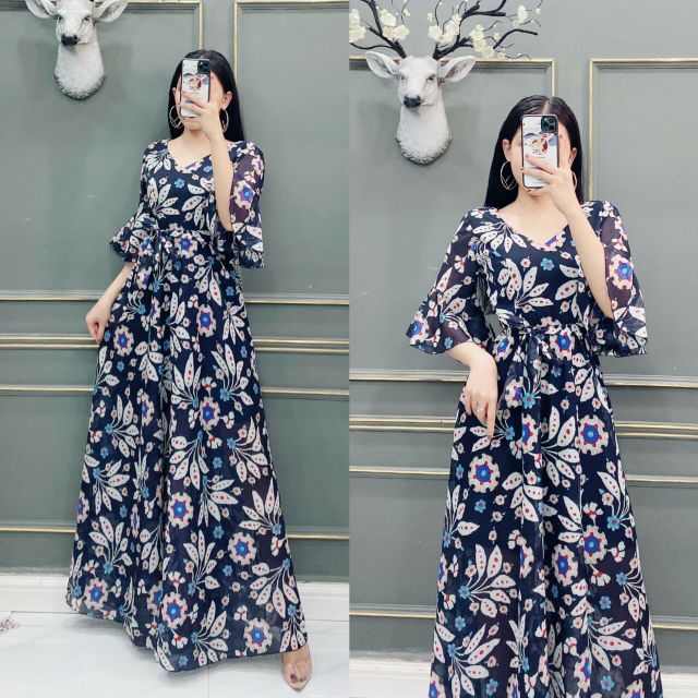 ĐẦM MAXI VOAN HOA TAY LOE