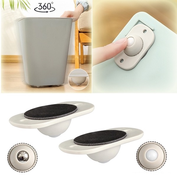 Set 4 bánh xe ròng rọc có thể dán bằng thép không gỉ xoay 360 độ